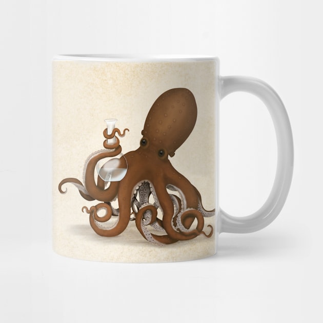 Octopus Holding Glass Chemistry Flask by Mozartini